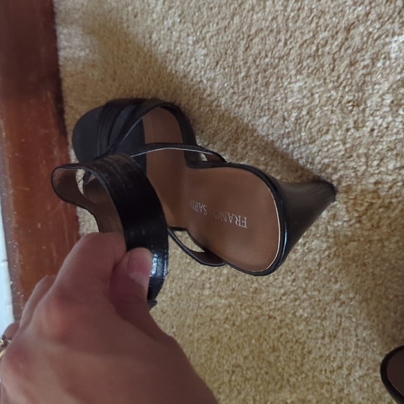 Franco Sarto black open toe ankle strap block heel 3.5" Size 9.5 - Picture 3 of 10